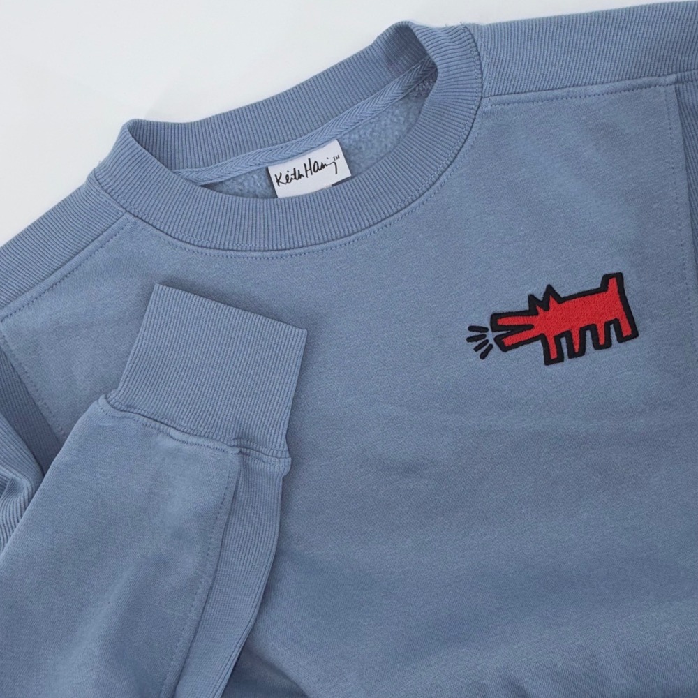 Keith Haring Mens Blue Barking Dog Sweatshirt and Joggers Lounge Set Small